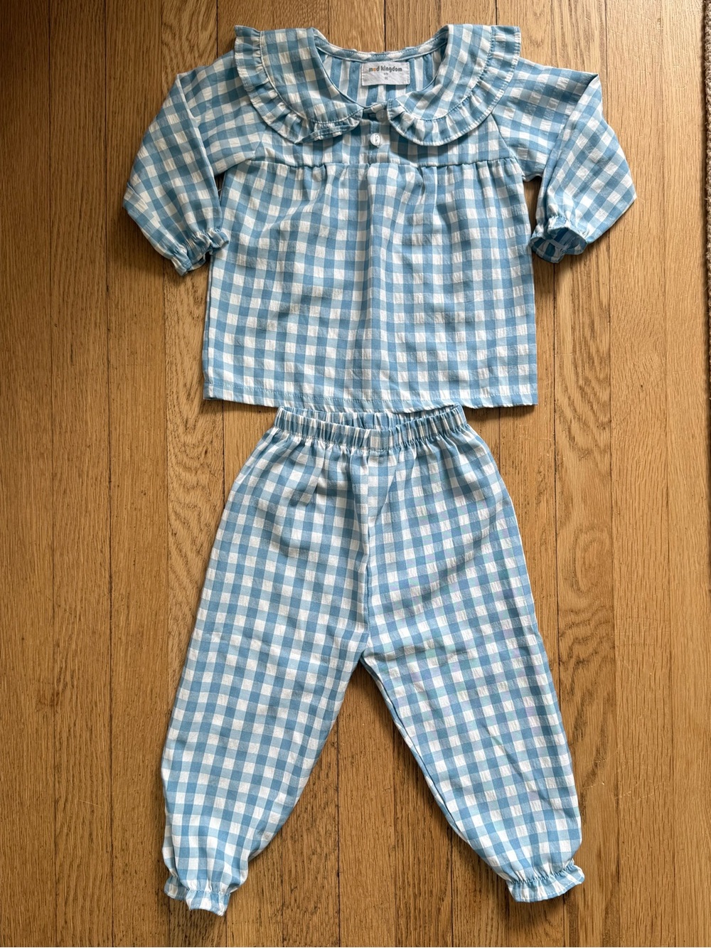 Light Blue Gingham Collared Set